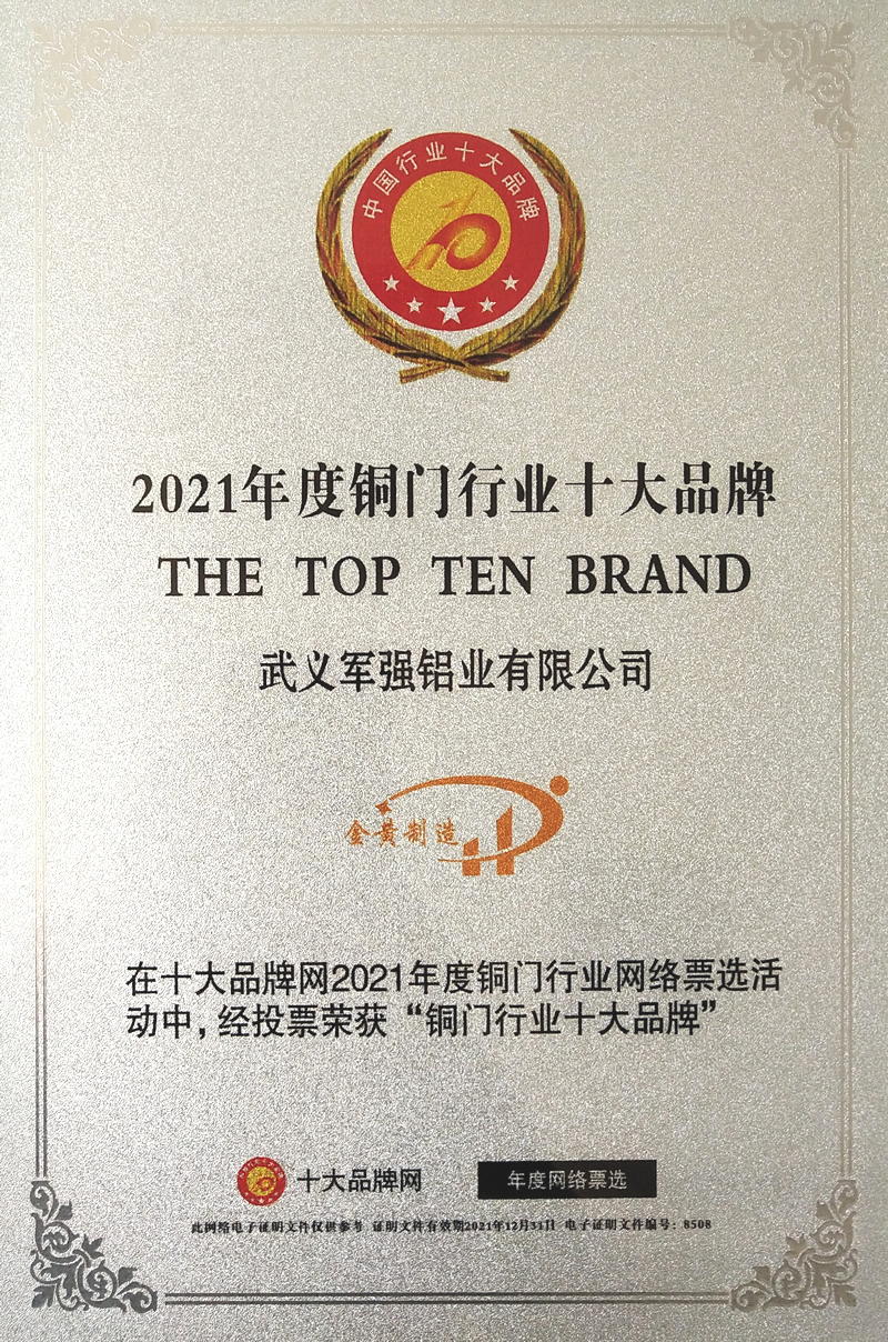 2021年銅門十大品牌名牌廠家