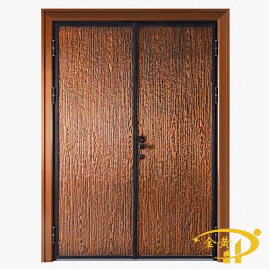 金黃制造2021年門博會(huì)新款銅門“銅木裝甲門”